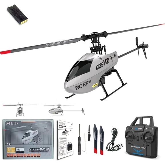 RC ERA C129 V2 RC Helicopter with 6-Axis Gyro, 2.4G 4CH Flybarless 3D Rolling Remote Control Helicopter with Altitude Hold & One-Key Take-Off/Landing for Adults Beginners- RTF
