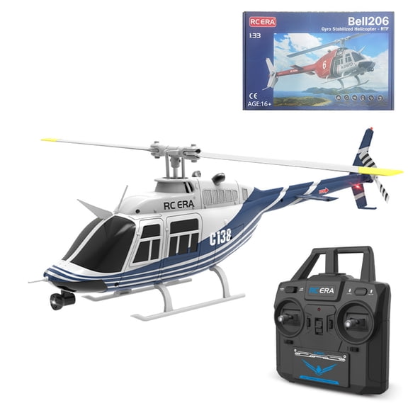 RC ERA C138 206 RC Helicopter, 1/33 Scale 2.4G 6CH No Aileron RC Aircraft with Altitude Hold, 6-Axis Gyro, RTF Hobby Grade Collectible Model for Adults & Hobbyists (Blue & White)