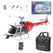 RC-ERA C138 Bell 206 6CH RTF RC Helicopter 2.4GHz Single Rotor Aircraft with Altitude Hold, Optical Flow Positioning, 6 Axis Gyro, One Key Takeoff Landing for Adults - 1 Battery