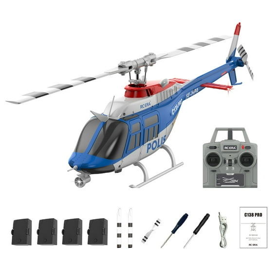 RC ERA C138 PRO Bell 206 RC Helicopter for Adults, 1/33 Scale 6CH Brushless Aileronless Remote Control Helicopter, 3D 6-Axis Gyroscope Stunt RC Aircraft Model with Optical Flow Positioning