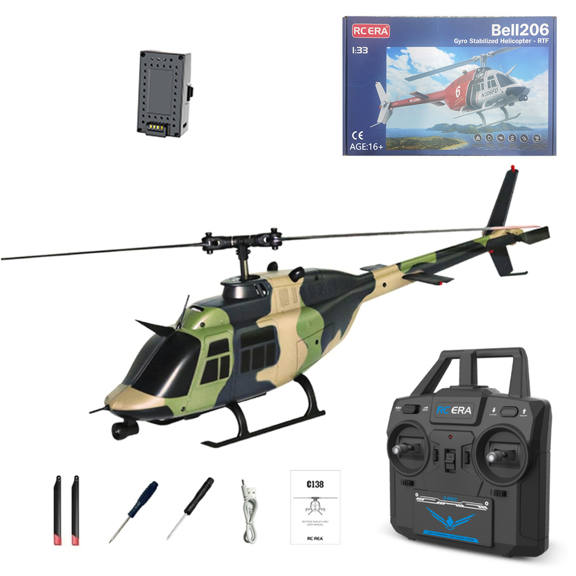 RC ERA C138 RC Helicopter, 1:30 Scale 6CH Flybarless RC Helicopter with Altitude Hold and Optical Flow, 2.4G Remote Control Aircraft with 3D Flight for Adults - 1 Battery