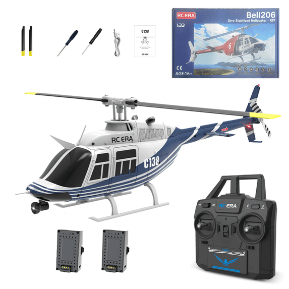 RC ERA C138 RC Helicopter, 1:30 Scale 6CH Flybarless RC Helicopter with Altitude Hold and Optical Flow, 2.4G Remote Control Aircraft with 3D Flight for Adults - 2 Battery