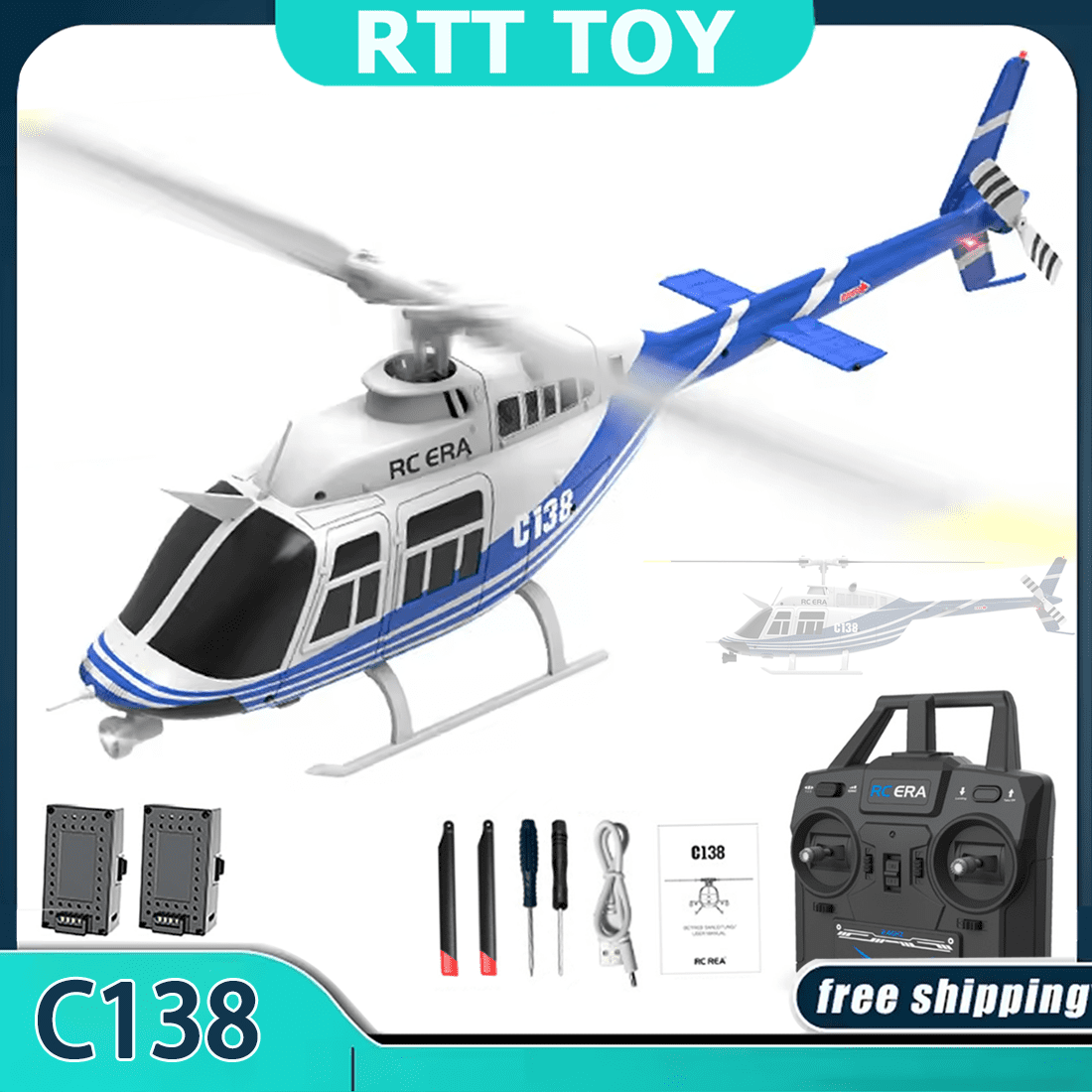 RC ERA C138 RC Helicopter, 1/33 Scale BELL 206 Single-Rotor 6CH