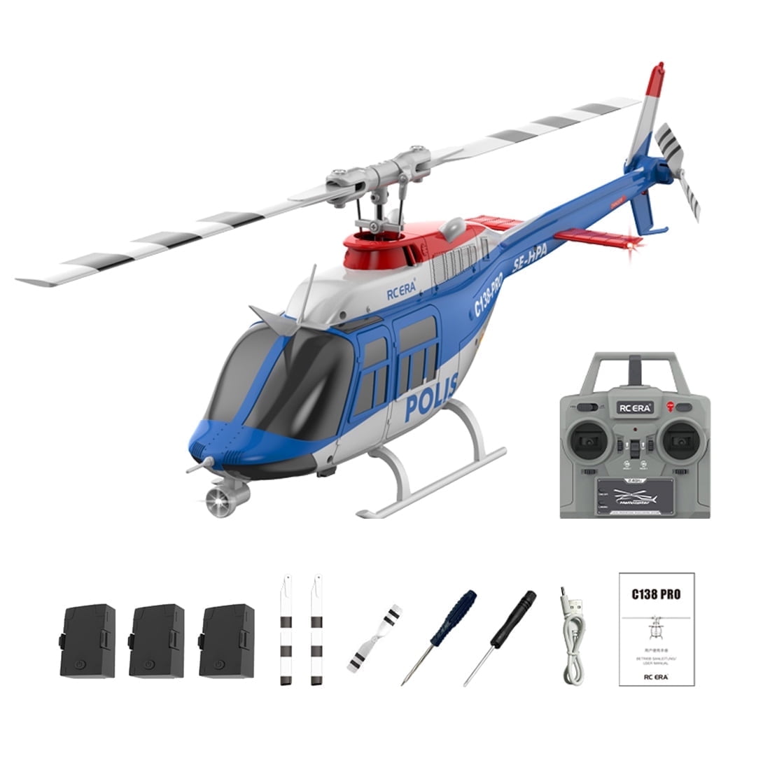 RC ERA C138PRO 3D Aerobatic RC Helicopter with One-Key Takeoff/Landing & Auto-Return, 2.4G 6-Axis Gyro Brushless Single Rotor Helicopter with Altitude Hold & Optical Flow Positioning