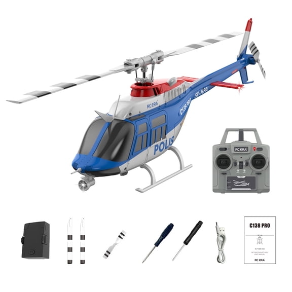 RC ERA C138PRO Bell 206 RC Helicopter for Adults, 1/33 Scale 2.4G 6-Axis Gyro 6CH GPS Helicopter with One-Key Takeoff/Landing, Auto-Return, Altitude Hold, Optical Flow Positioning for Hobbyist - RTF