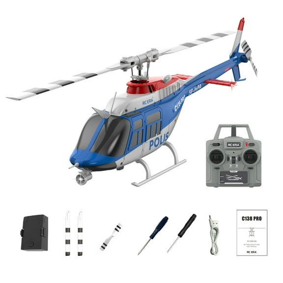 RC-ERA C138PRO Bell 206 RC Helicopter for Adults 6CH Brushless Flybarless 2.4G Remote ControlAircraft with Optical Flow Positioning, Altitude Hold, 3D Aerobatics, One Key Return, RTF - 1 Battery