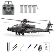 RC ERA C170 AH-64D 1/48 Scale RC Helicopter, Flybarless 6CH Aircraft with Optical Flow Positioning, Brushless Motor, Altitude Hold, One-Key Inverted Flight( Dark Grey / 4 Battery )
