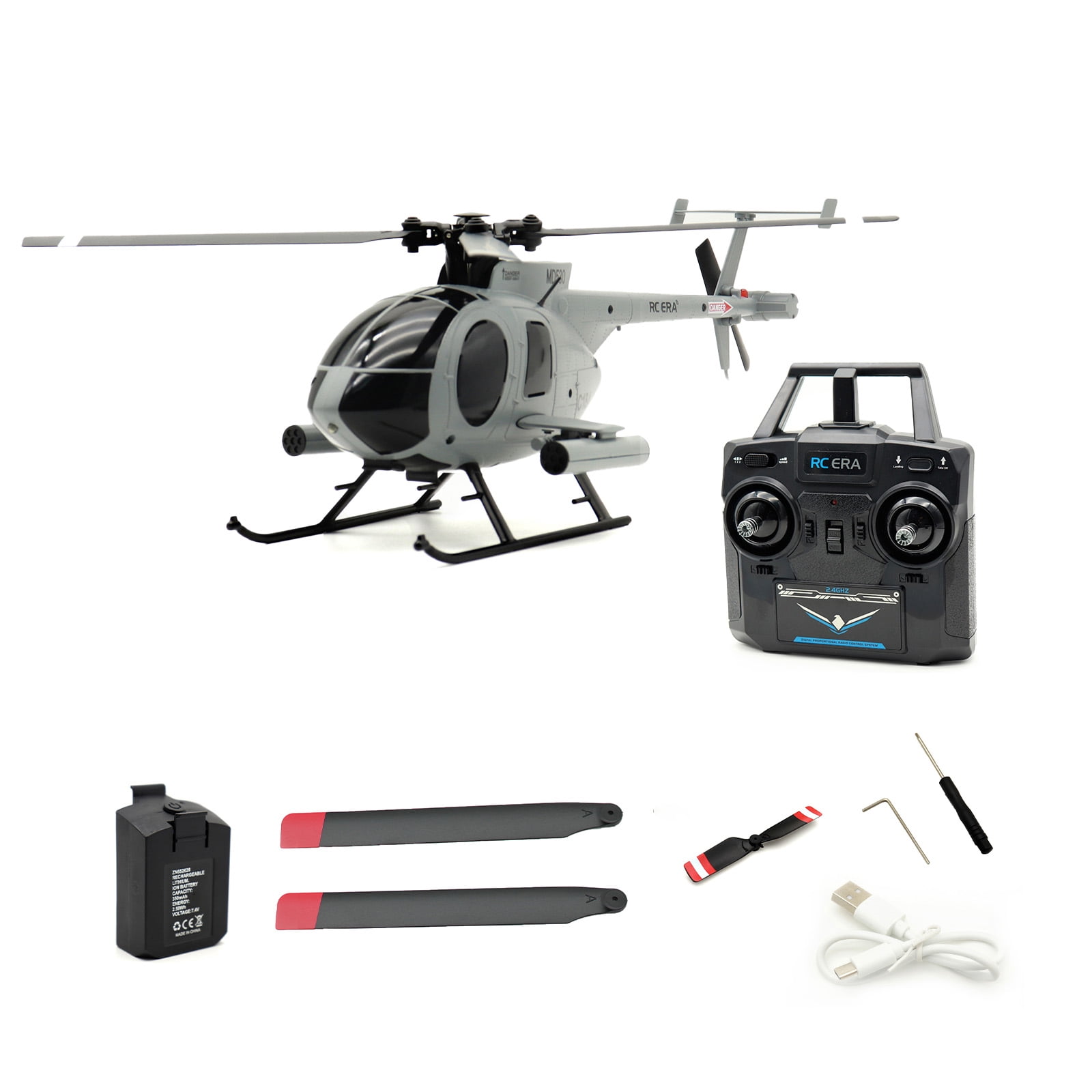 RC ERA C184 MD500 2.4G 4CH RC Helicopter with Optical Flow Sensor, Altitude Hold, Realistic Simulation, Upgraded Transmitter