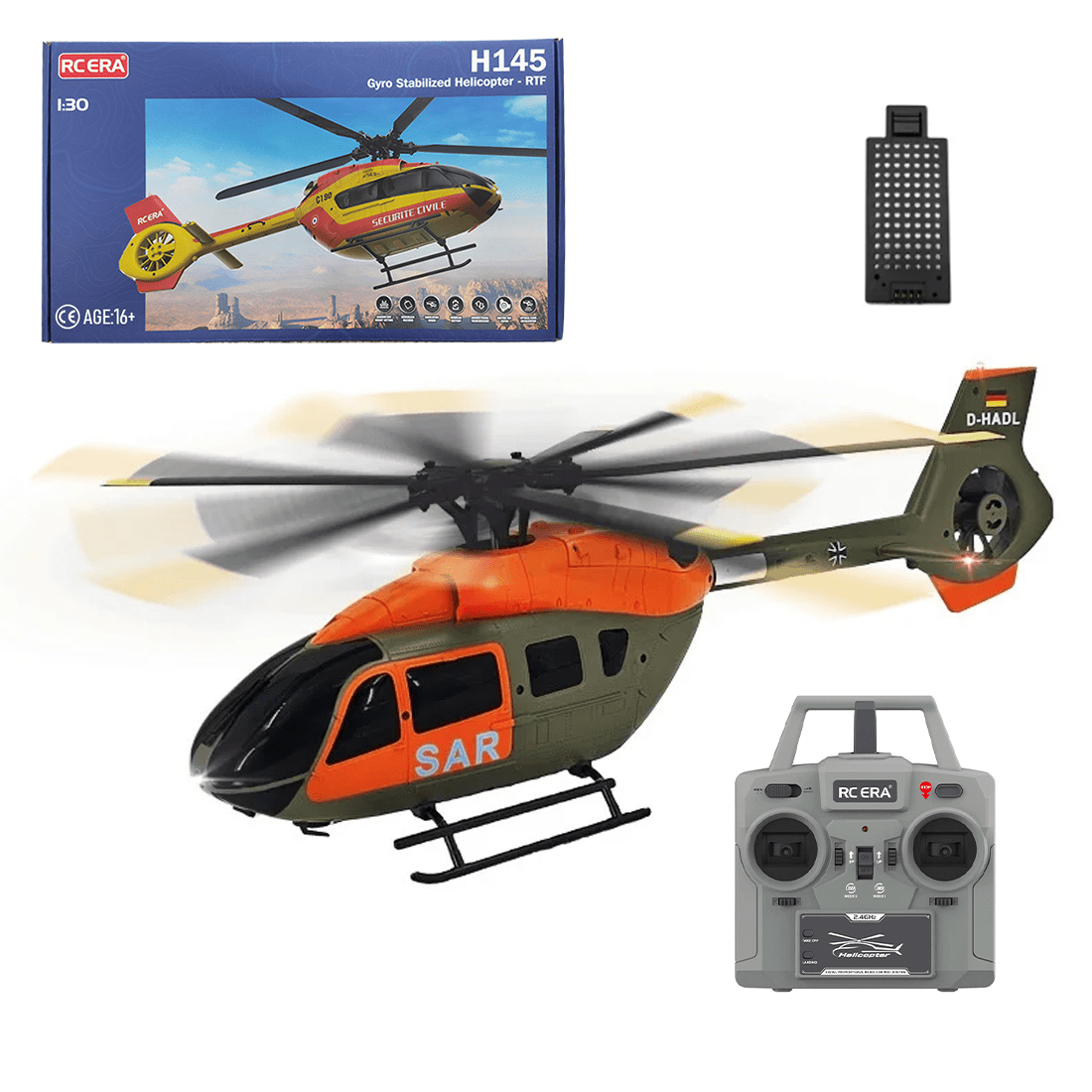 RC ERA C190 H145 1:30 RC Helicopter 2.4G 6CH Single-Rotor 6-Axis Gyro Dual Brushless Motors Flybarless RTF Aircraft Toy with Altitude Hold Optical Flow for Adults & Beginners