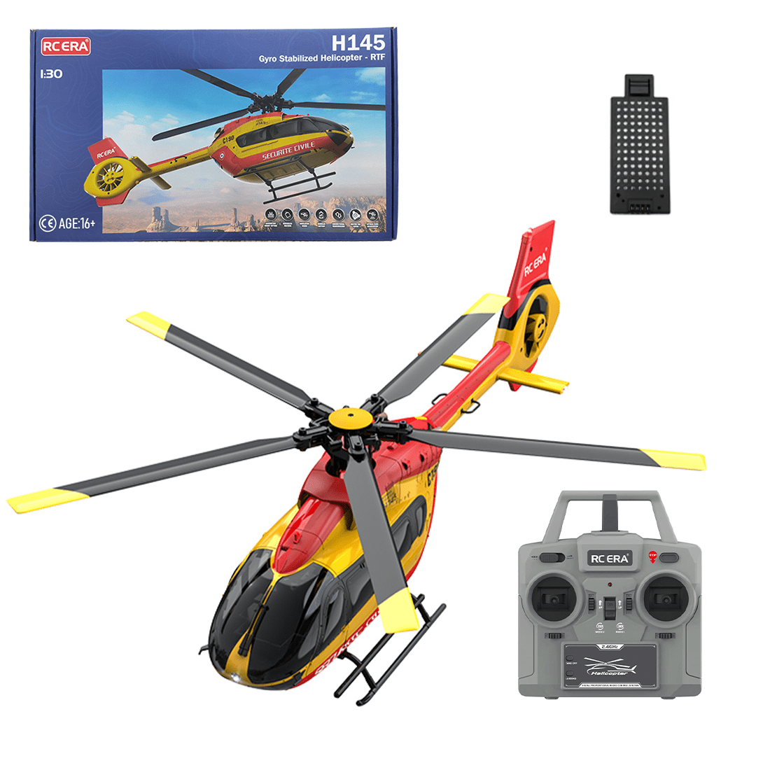 RC ERA C190 H145 1:30 RC Helicopter 2.4G 6CH Single-Rotor 6-Axis Gyro Dual Brushless Motors Flybarless RTF Aircraft Toy with Altitude Hold Optical Flow for Adults & Beginners