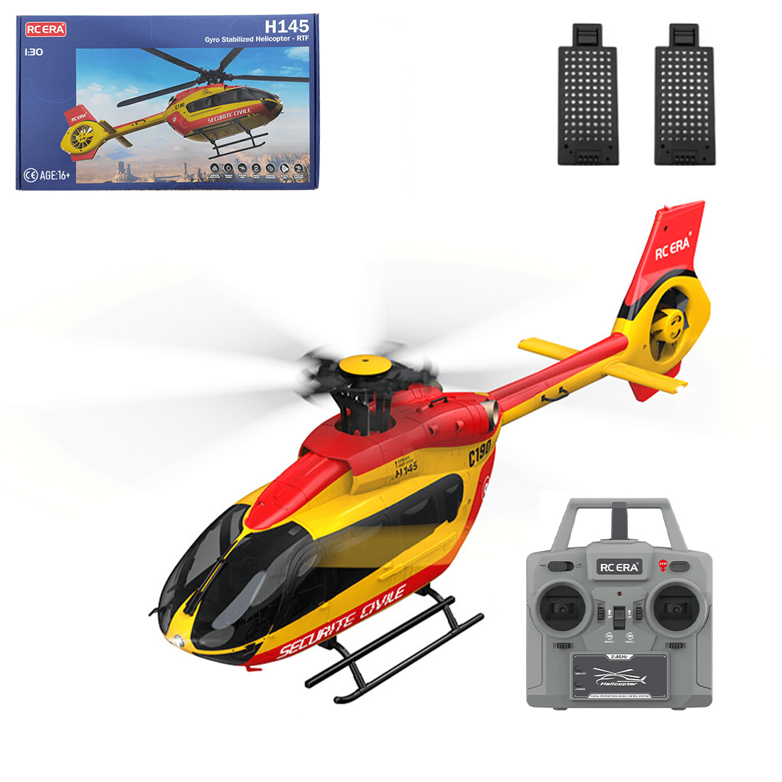 RC-ERA C190 H145 RC Helicopter 6CH Brushless Direct Drive Aircraft with Optical Flow Positioning, Altitude Hold, 6 Axis Gyro,2.4G Remote Control RTF for Adults Beginners - 2PCS Battery