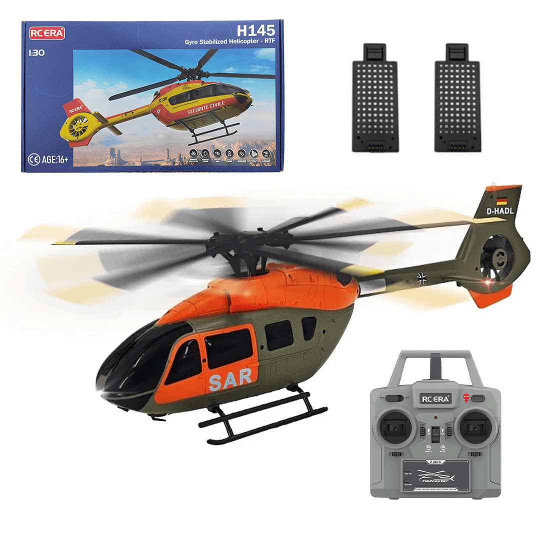 RC-ERA C190 H145 RC Helicopter 6CH Brushless Direct Drive Aircraft with Optical Flow Positioning, Altitude Hold, 6 Axis Gyro,2.4G Remote Control RTF for Adults Beginners - 2PCS Battery