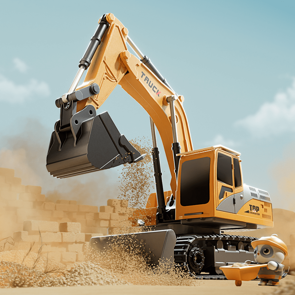 RC Excavator 9CH Remote Control Car with 360°Rotation, RC Construction Truck for Kids Adults Christmas Birthday Gifts