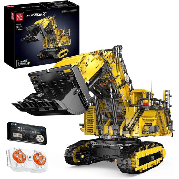 RC Excavator Building Set for Adults, 4767 Pieces Truck Construction Vehicle Model, APP Remote Control Truck with Engines, STEM Engineering Toys