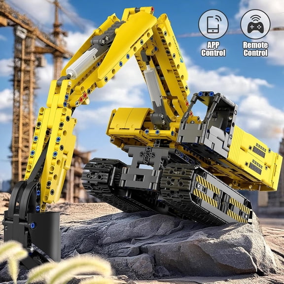 RC Excavator Building Sets, 15061 Construction Engineering Model Kits with APP Remote Control Building Kits, MOC Construction Vehicles Sets for Adult(1113PCS)