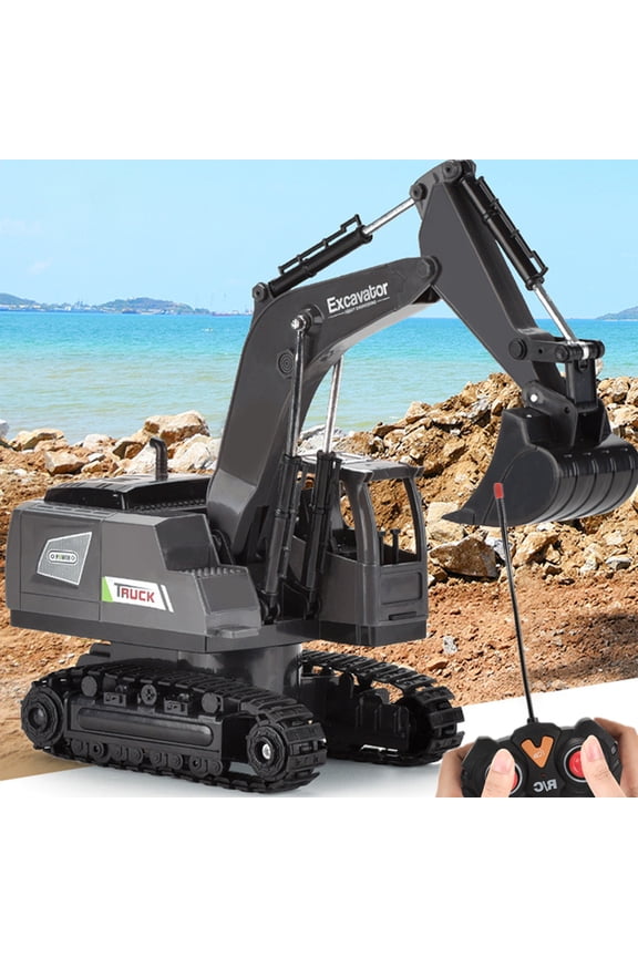 RC Excavator Toy - 1:20 Scale Remote Control Construction Vehicle, 2.4GHz 5 Channel Alloy RC Truck with Lights & Sounds, Rechargeable Digger Tractor, Outdoor Sandbox Toy, Gift for Kids Adults