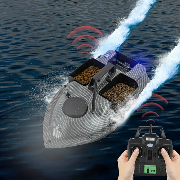 RC Fishing Boat, Bait Boat for Surf Fishing 52W Battery Powered Designed with Night Lights Gray ABS Fishing Bait Boat