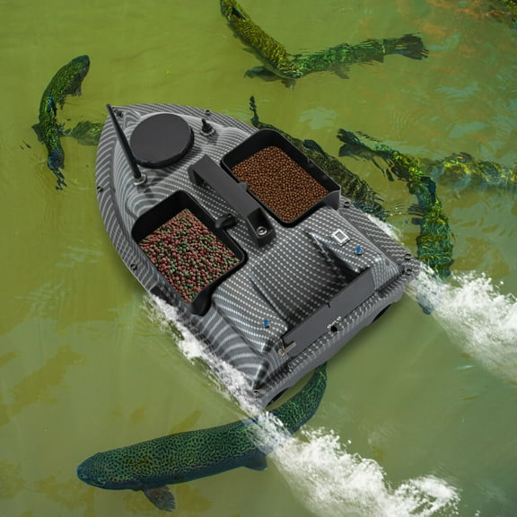 RC Fishing Boat, Gray ABS Fishing Bait Boat, Bait Boat for Surf Fishing 52W Battery Powered Designed with Night Lights