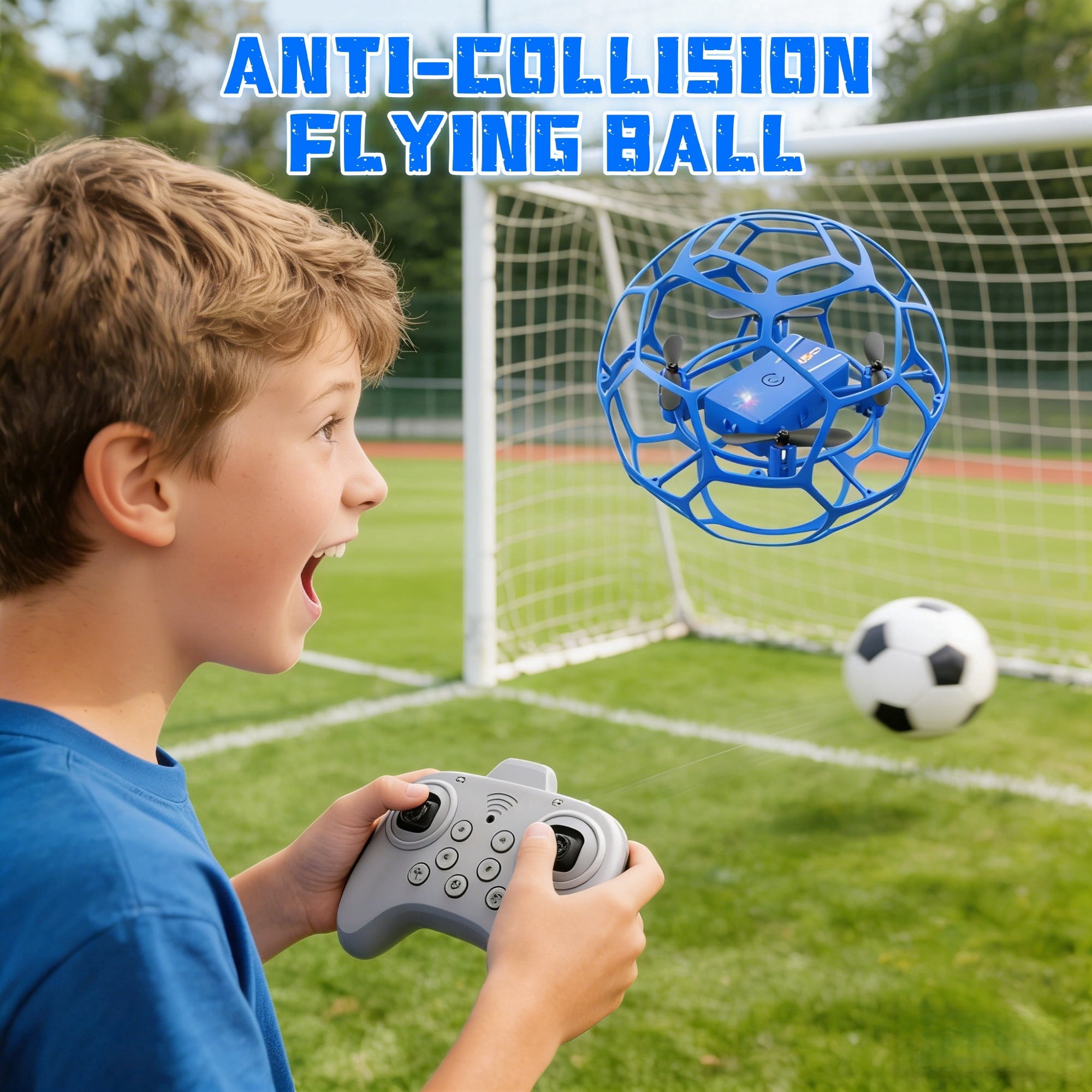 RC Flying Soccer Ball Drone for Kids, Mini Helicopter with Full Protective Net Cage, 360° Flips & LED Lights, One-Key Takeoff, Safe Indoor Outdoor Toy Gift for Boys & Girls.