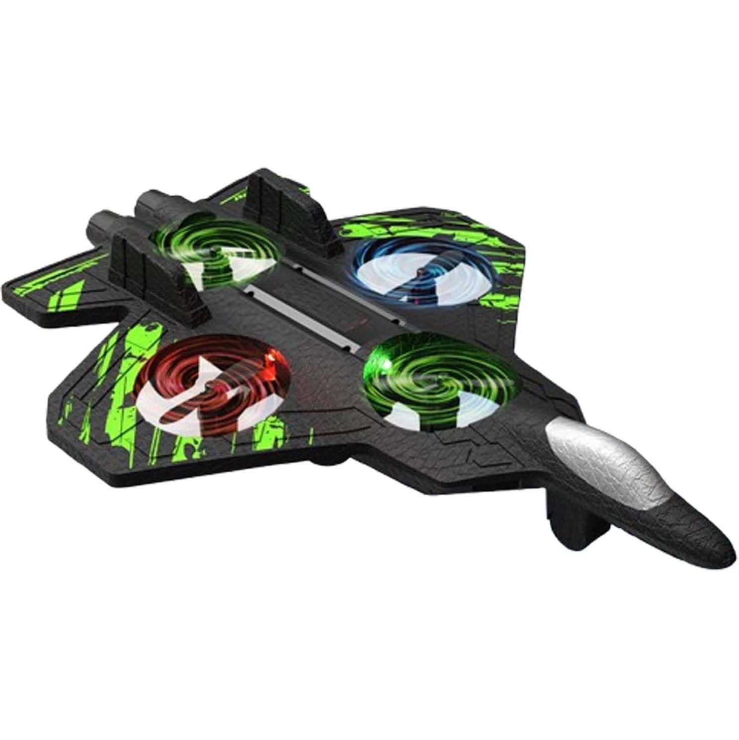 RC Foam Stunt Fighter Plane Drone - 360° LED Lights & 3 Speeds Adjustable, 3-Battery Quadcopters Toy For Beginners Holiday Gift, 9.72*7.01*1.77in, Green