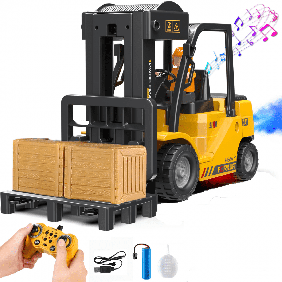 RC Forklift Truck RC Construction Vehicles with Spray & Light, Mini Forklift Toys for Kids Ages 6+