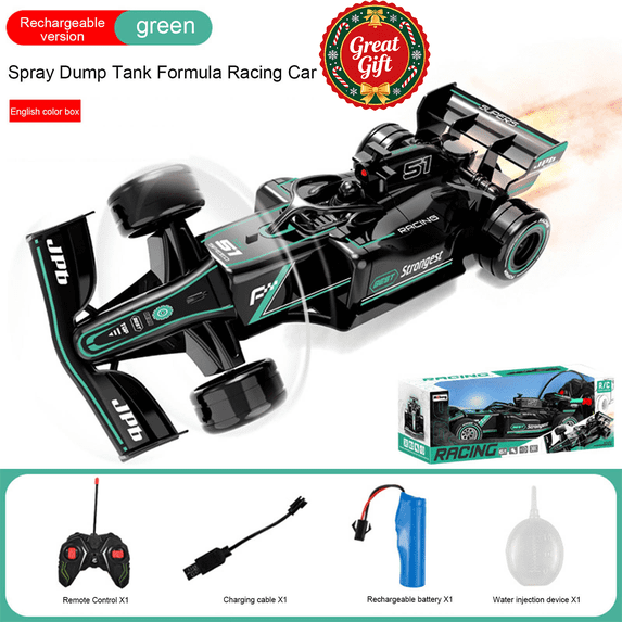 RC Formula Racing Car with Spray Effect, High Speed Remote Control Race Vehicle with Rechargeable Battery, Kids Electronic Racing Toy, Christmas Birthday Holiday Gift for Boys Girls Ages 6 +