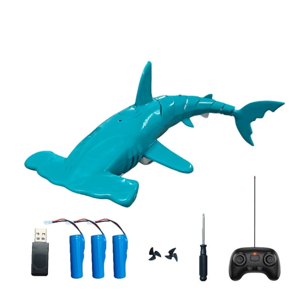 RC Hammerhead Shark 2.4GHz Diving Model, Cyan, 3 Batteries