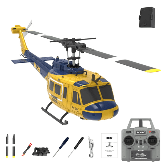 RC Helicopter for Adults, C032 UH-1 Huey 6CH 3D Invert Flight RC Helicopter with 6-Axis Gyro Stabilization, One-Key Takeoff/Landing, Altitude Hold, Optical Flow Positioning for Enthusiasts - RTF