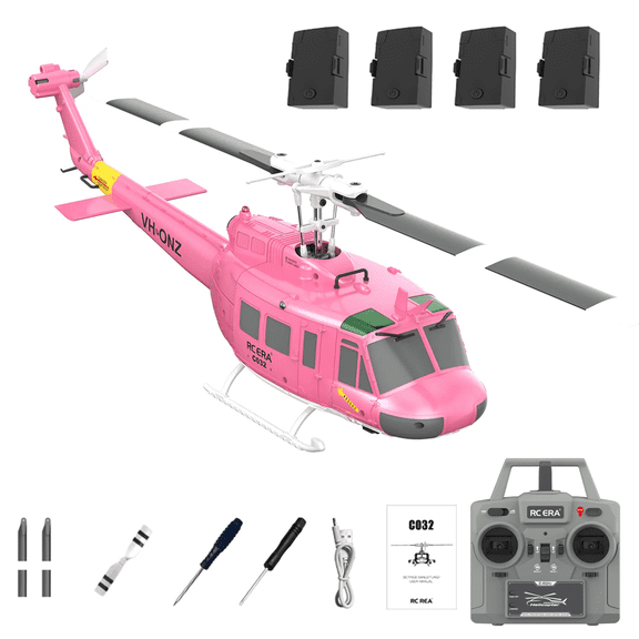 RC Helicopter for Adults, C032 UH-1 Huey 6CH 3D Invert Flight RC Helicopter with 6-Axis Gyro Stabilization, One-Key Takeoff/Landing, Altitude Hold, Optical Flow Positioning for Enthusiasts - RTF
