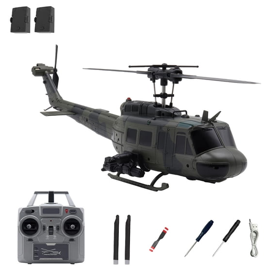 RC Helicopter for Adults, C032 UH-1 Huey 6CH 3D Invert Flight RC Helicopter with 6-Axis Gyro Stabilization, One-Key Takeoff/Landing, Altitude Hold, Optical Flow Positioning for Enthusiasts - RTF