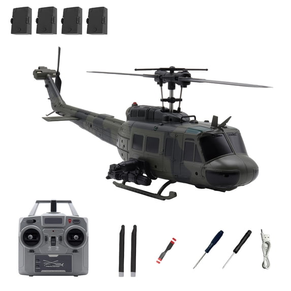 RC Helicopter for Adults, C032 UH-1 Huey 6CH 3D Invert Flight RC Helicopter with 6-Axis Gyro Stabilization, One-Key Takeoff/Landing, Altitude Hold, Optical Flow Positioning for Enthusiasts - RTF