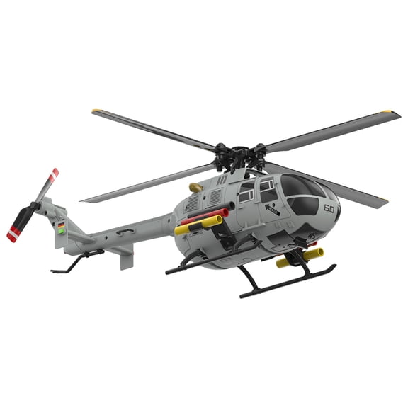 RC Helicopter for Adults, C186S BO105 1/48 Scale 2.4G 6CH Single-Rotor Flybarless Altitude Hold RC Aircraft with Optical Flow Positioning, One-Key TOL & Missile Mounting Rack, Collectible Gift (RTF)
