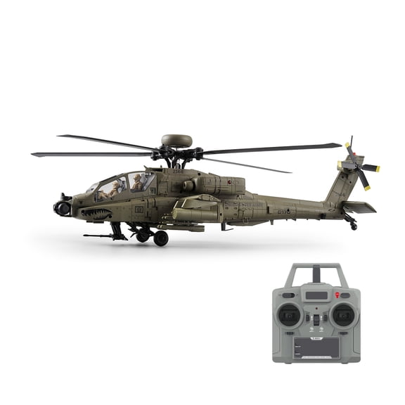 RC Helicopter C170 1/48 Scale AH-64D 2.4GHz 6CH Brushless Flybarless Remote Control Helicopter for Adults with Optical Flow Positioning, TOF Altitude Hold and One-Key Inverted Flight