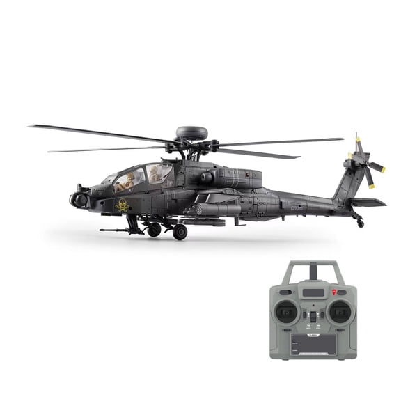 RC Helicopter C170 1/48 Scale AH-64D 2.4GHz 6CH Brushless Flybarless Remote Control Helicopter for Adults with Optical Flow Positioning, TOF Altitude Hold and One-Key Inverted Flight