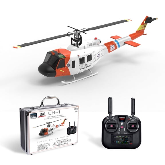 RC Helicopter, F07S UH-1 Huey 1:34 2.4G 8CH Brushless Direct Drive 6G Flybarless RC Aircraft Model with Adjustable Left/Right-Hand Throttle and GPS Positioning, Gift for Adult (RTF)