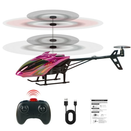 RC Helicopter, Radio Control Helicopter for Kids DroneCosmic Flying Orb Toy 2.4GHz RC Aircraft LED Light RC Toys for Kids Adults, Pink