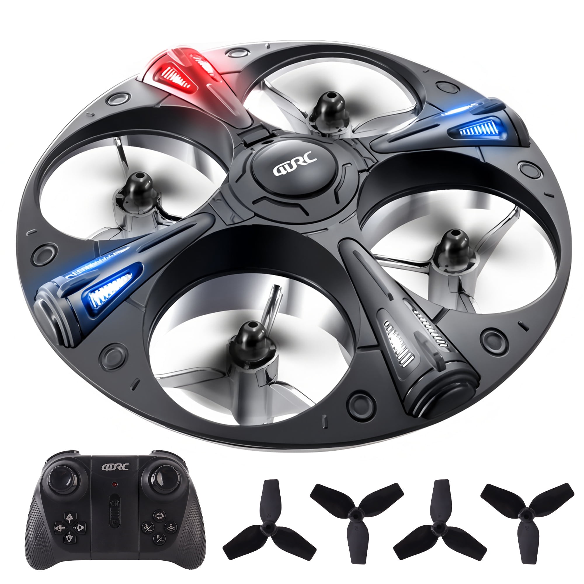 RC Helicopter - Remote Control UFO Drone for Kids. RC Plane with Altitude Hold, Light, 2 Rechargeable Batteries for Kids and Beginners