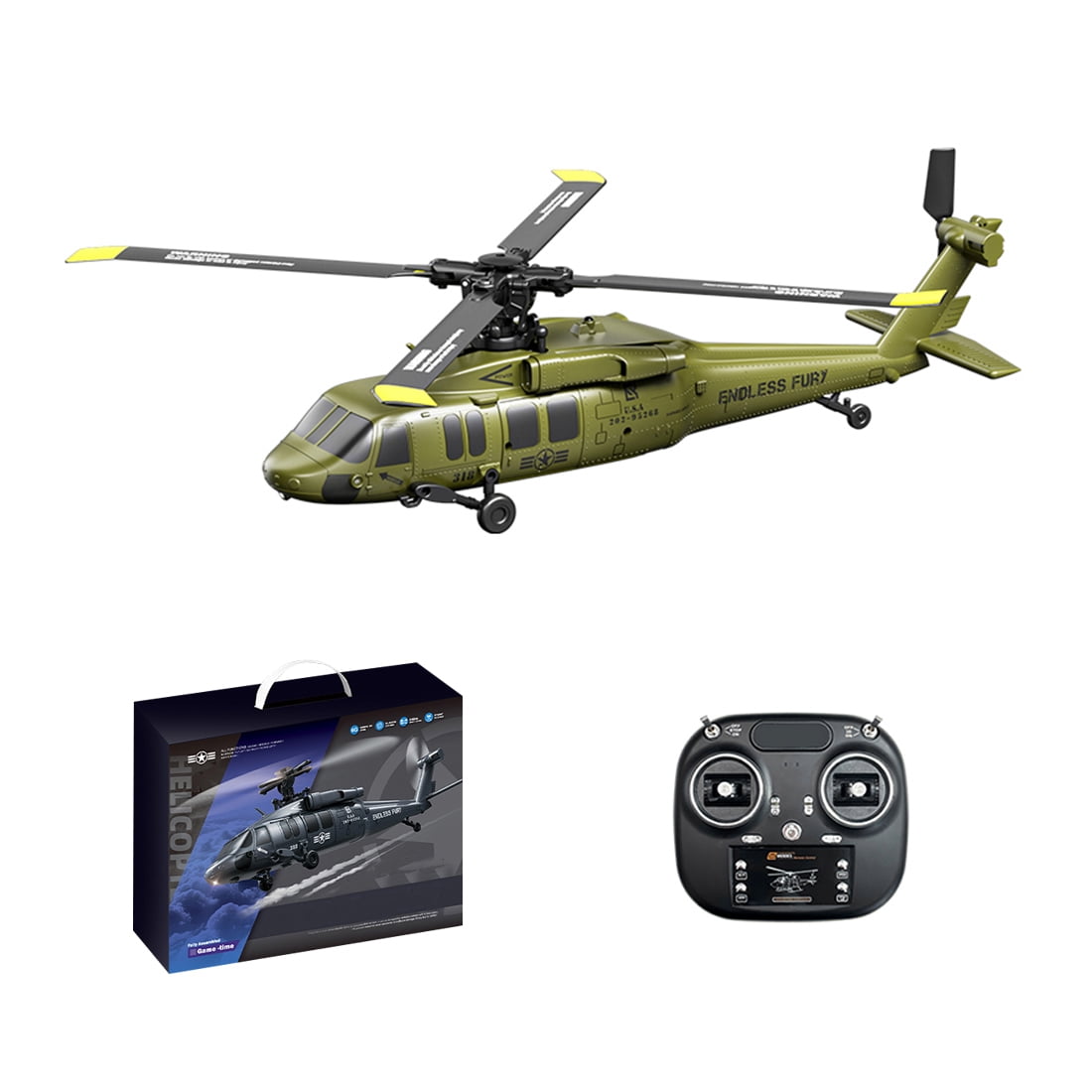 RC Helicopter, UH-60 2.4G 5CH Flybarless Brushless Scale RC Aircraft with Altitude Hold, Optical Flow Positioning & One-Key Inverted Flight for Indoor and Outdoor Play, Gift for Adult (RTF)