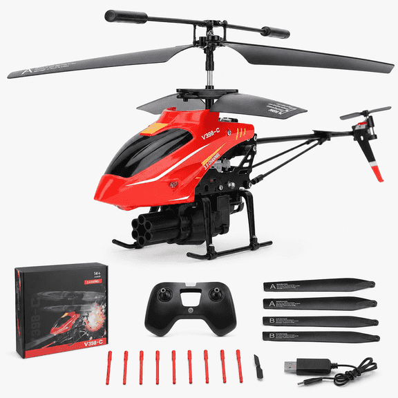 RC Helicopter, WLtoys V398-C Remote Control Helicopter, 4 Channel RC Aircraft with 6-Axis Gyro, One Key Take Off/Landing, Easy to Fly for Kids and Beginners