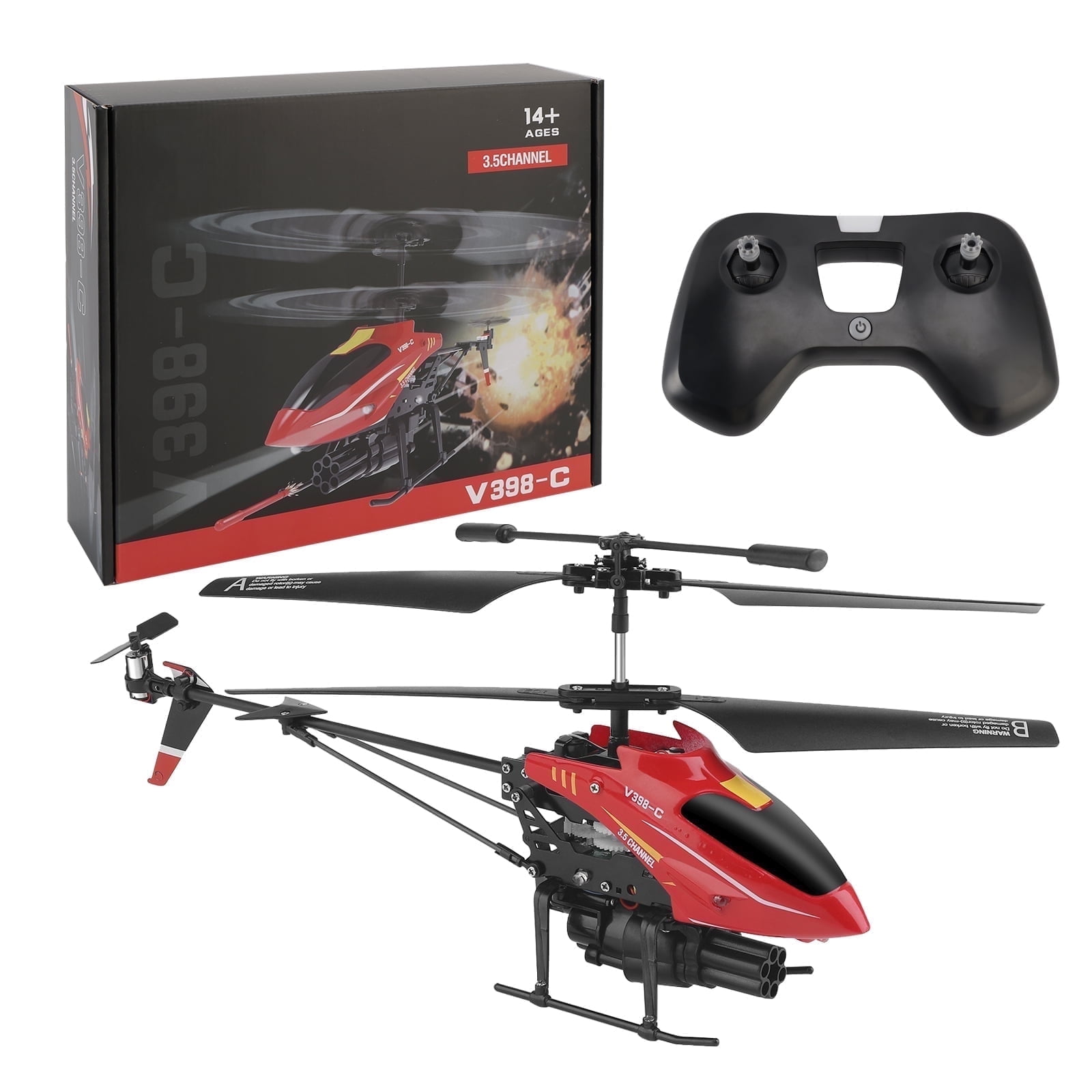 RC Helicopter, WLtoys V398-C Remote Control Helicopter, 4 Channel RC Aircraft with 6-Axis Gyro, One Key Take Off/Landing, Easy to Fly for Kids and Beginners
