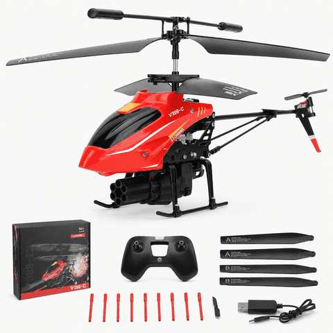 Bruce&Shark RC Helicopter, WLtoys V398-C Remote Control Helicopter, 4 Channel RC Aircraft with 6-Axis Gyro, One Key Take Off/Landing, Easy to Fly for Kids and Beginners
