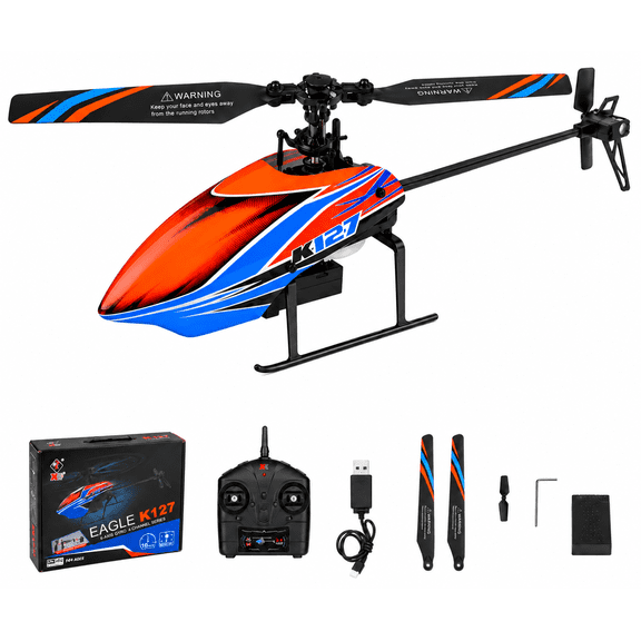 Bruce&Shark RC Helicopter, WLtoys XK K127 Remote Control Helicopter, 4 Channel RC Aircraft with 6-Axis Gyro, Altitude Hold, One Key Take Off/Landing, Easy to Fly for Kids and Beginners