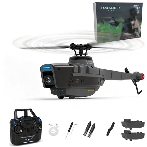 RC Helicopter with 1080P Camera - C128 Scout Drone for Adults, 4CH Aerial Vehicle with Precision Stabilization