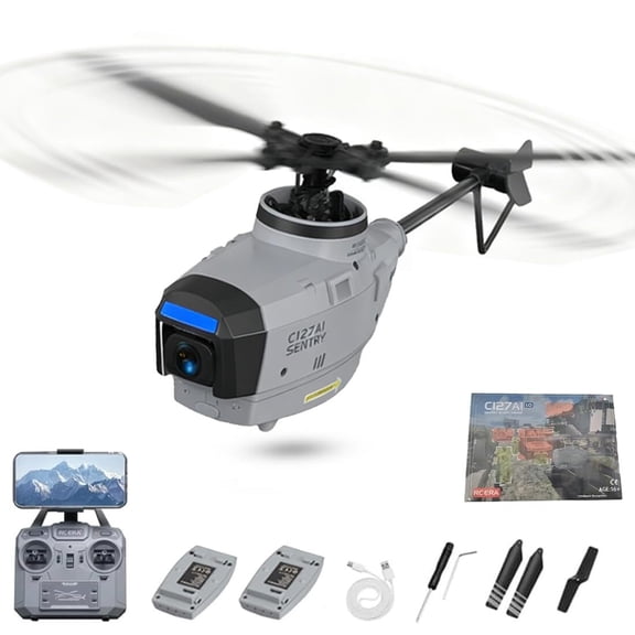 RC Helicopter with 1080p Camera - Military Drone with Optical Flow Positioning & Altitude Hold for Enthusiasts C127AI