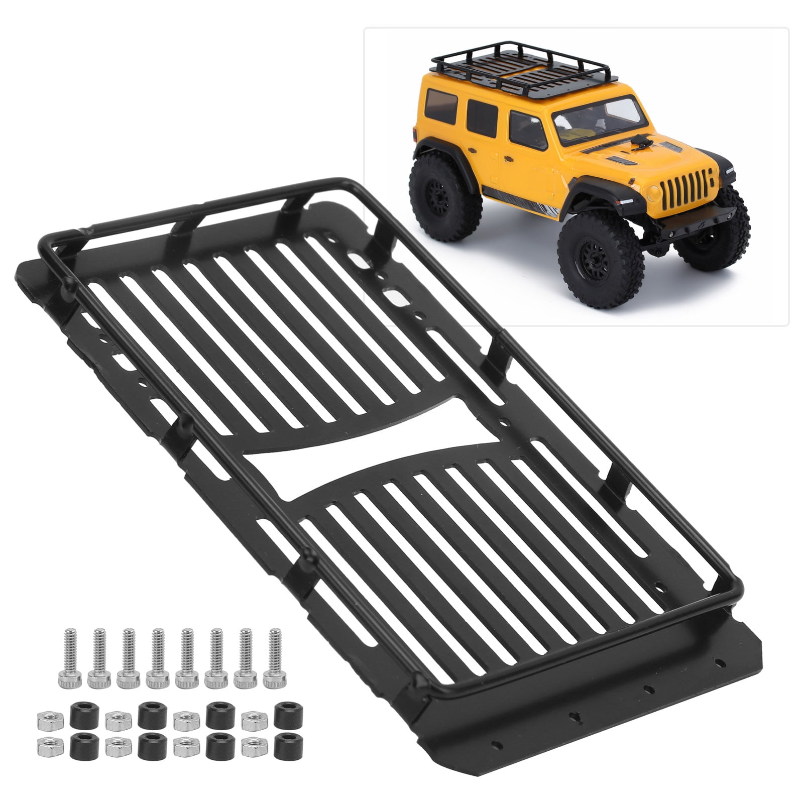 RC Roof Rack Luggage With Light Bar - Aluminum Alloy Carrier For 1/10 Scale Crawler Cars