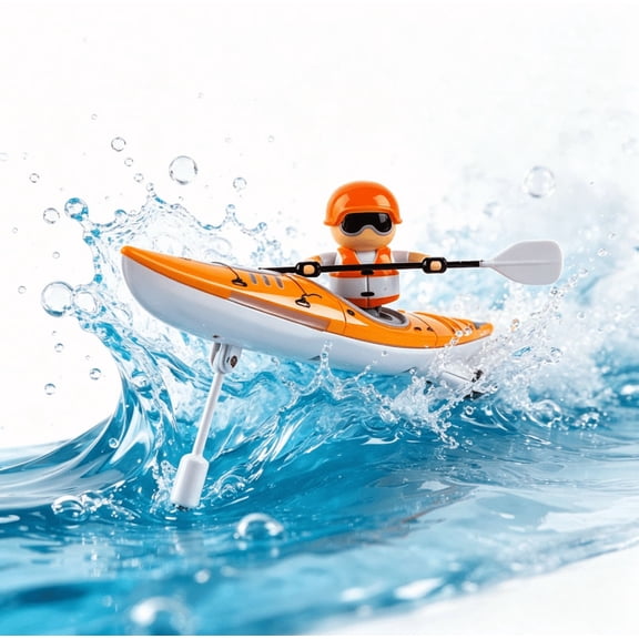 RC Kayak with Paddling Propulsion, Anti‑Capsize Design, LED Lights, High/Low Speed Modes, 2.4G Remote Control Boat for Adults, HC-810/Yellow