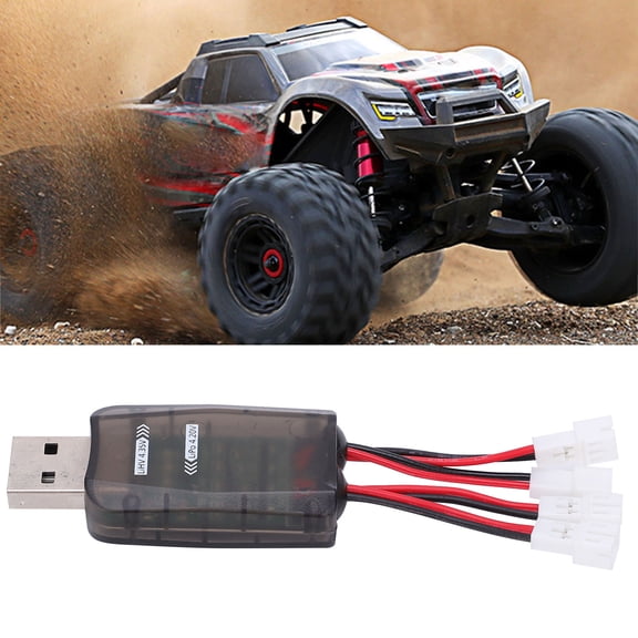 RC LiPo/Li,HV Battery Charger, 4 Channel USB Power, 500mA Output, LED Indicators For RC Cars, Boats Planes