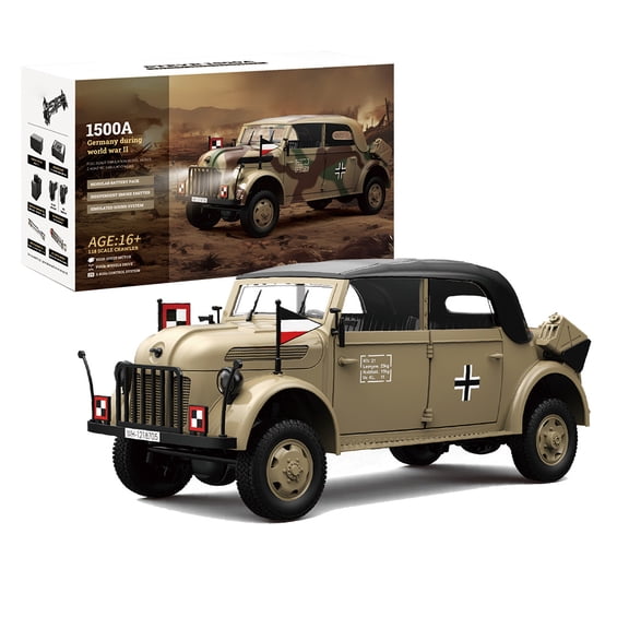 RC Military Car, HG4-51 1:18 2.4Ghz Command Vehicle Model Electric Brushed 4WD Realistic RC Vehicle with Led Light, Sound and Smoke Effects for Indoor and Outdoor Play, Gift for Adults (RTR)