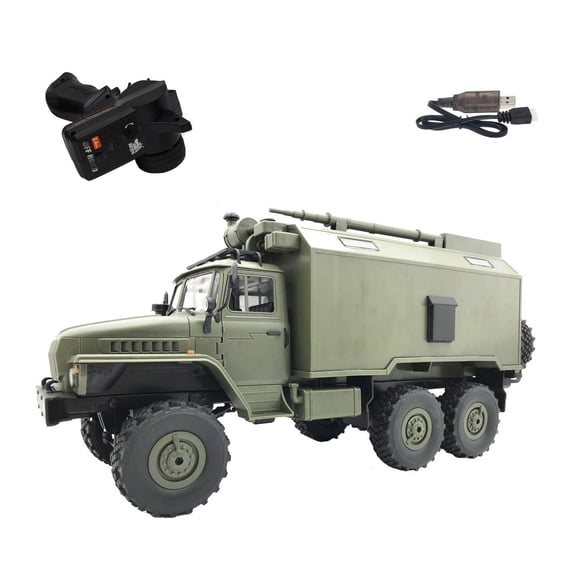RC Military Truck, 1/16 Scale 2.4G Full-Proportional 4CH B-36 Off-Road RC Army Truck Vehicle Model with Two Batteries & LED Headlights for Indoor and Outdoor Play, Collectible & Gift for Adults