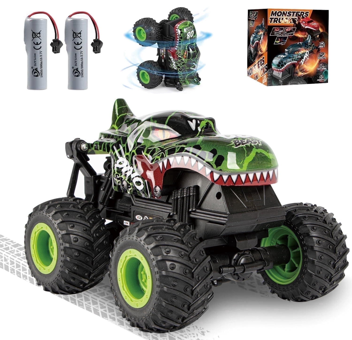 VKFVKF RC Monster Truck Toys, Remote Control Cars for Kids, Dinosaur RC Cars with Light & Music,Stunt, 360° Spin, Walk Upright